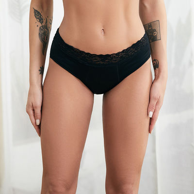 Organic Cotton Plus Size Menstrual Underwear Panties Lace 4 Layers Nylon Absorbent