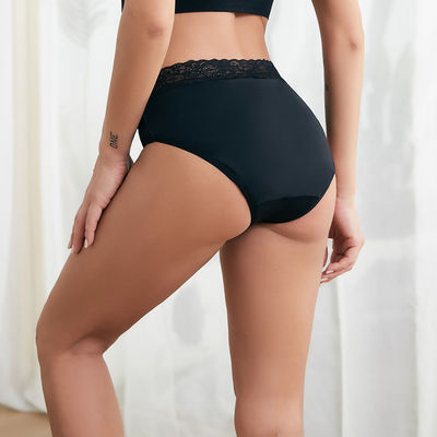 Organic Cotton Plus Size Menstrual Underwear Panties Lace 4 Layers Nylon Absorbent