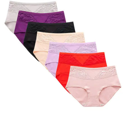 XL-4XL Womens Underwears High Waist Cotton Female Fat Briefs Plus Size Lace Panties For Middle-Aged Women