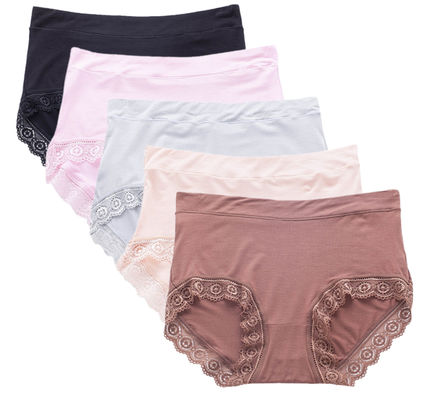 Large Size Womens Underwears Sexy High Waist Cotton Panties Elastic Lace Pure Breathable Briefs